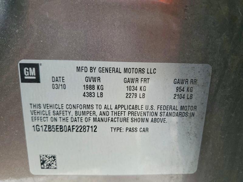 2010 Chevrolet Malibu მანქანა იყიდება აუქციონზე, vin: 1G1ZB5EB0AF228712, აუქციონის ნომერი: 65360776