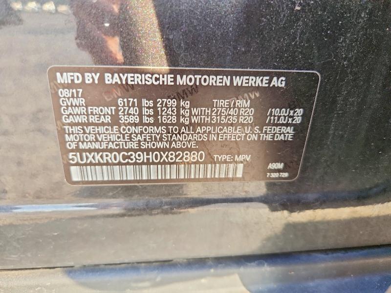 65134826 :رقم المزاد ، 5UXKR0C39H0X82880 vin ، 2017 Bmw X5 مزاد بيع