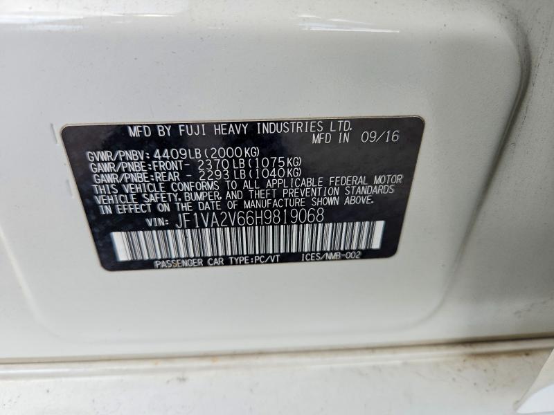 Продажа на аукционе авто 2017 Subaru Wrx, vin: JF1VA2V66H9819068, номер лота: 65428646