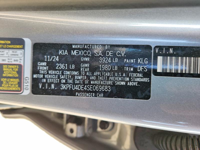 2025 Kia K4 მანქანა იყიდება აუქციონზე, vin: 3KPFU4DE4SE069683, აუქციონის ნომერი: 65161736