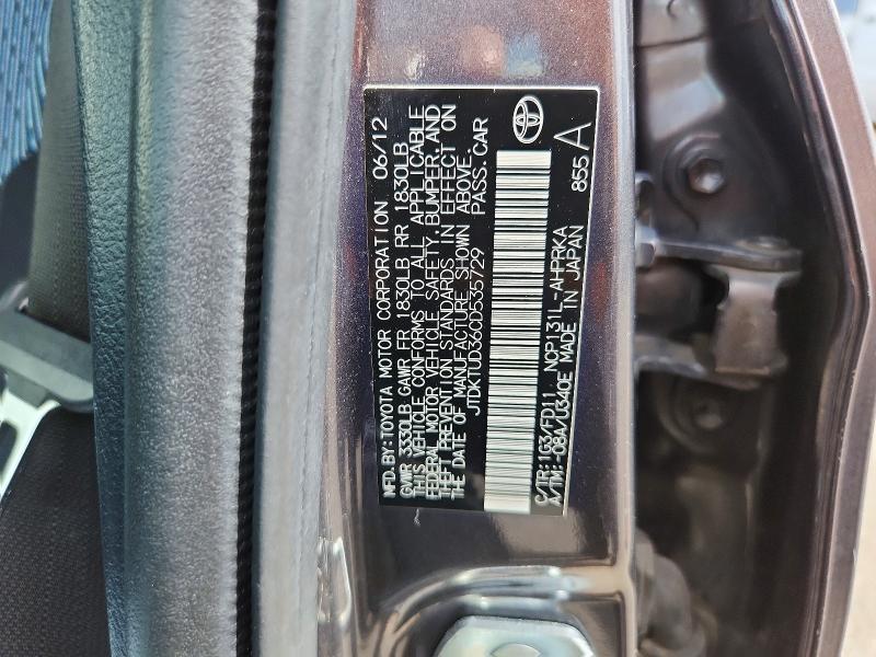 65934596 :رقم المزاد ، JTDKTUD36CD535729 vin ، 2012 Toyota Yaris مزاد بيع