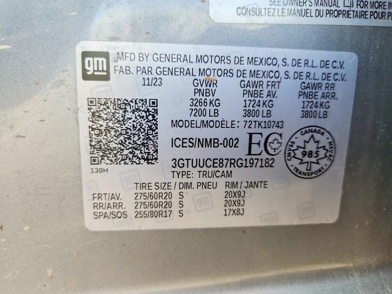 2024 Gmc Sierra მანქანა იყიდება აუქციონზე, vin: 3GTUUCE87RG197182, აუქციონის ნომერი: 64415746