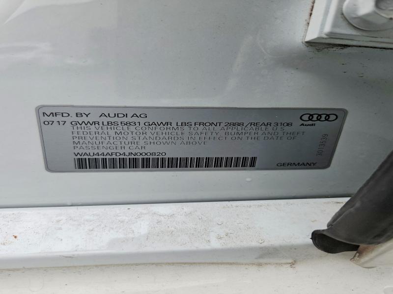65368166 :رقم المزاد ، WAU44AFD4JN000820 vin ، 2018 Audi A8 مزاد بيع