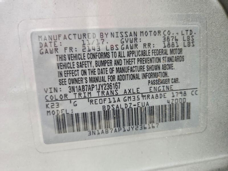 Aukcja sprzedaży 2018 Nissan Sentra, vin: 3N1AB7AP1JY236167, numer aukcji: 66037936