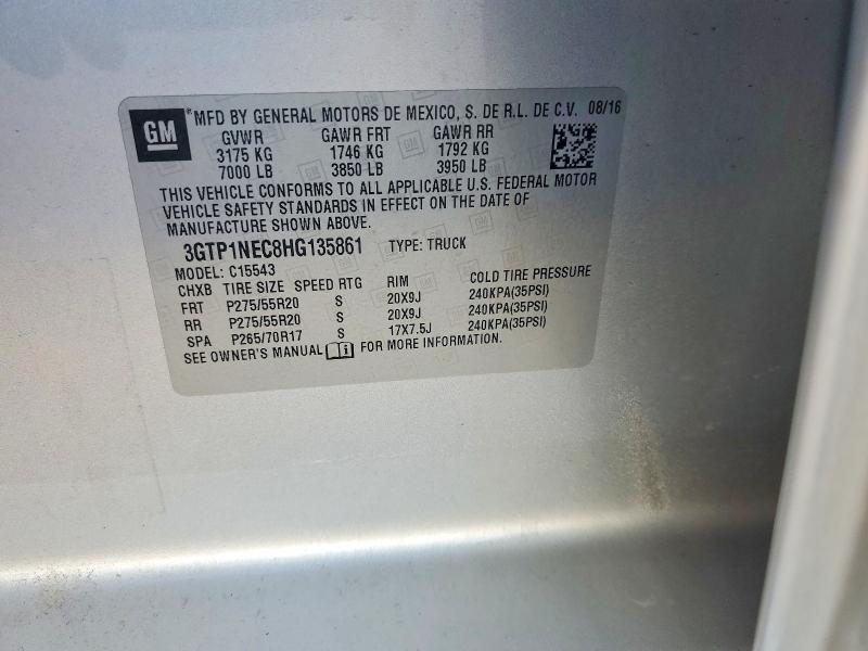 65723816 :رقم المزاد ، 3GTP1NEC8HG135861 vin ، 2017 Gmc Sierra مزاد بيع