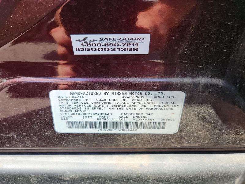 65327936 :رقم المزاد ، JN1BJ0RP1GM235440 vin ، 2016 Infiniti Qx50 مزاد بيع