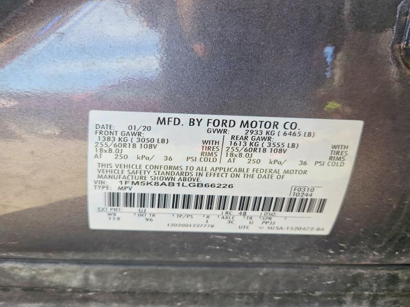 Auction sale of the 2020 Ford Explorer, vin: 1FM5K8AB1LGB66226, lot number: 65454016