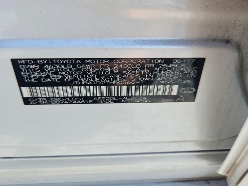 Aukcja sprzedaży 2017 Lexus Is, vin: JTHBA1D27H5056697, numer aukcji: 64043456