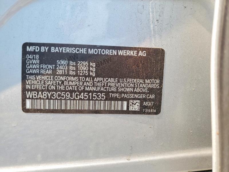 Aukcja sprzedaży 2018 Bmw 340, vin: WBA8Y3C59JG451535, numer aukcji: 64691336