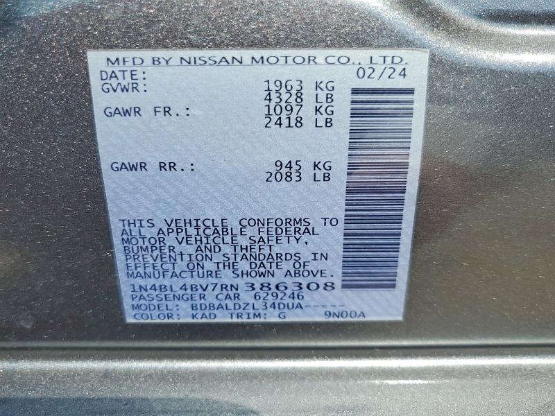 65734206 :رقم المزاد ، 1N4BL4BV7RN386308 vin ، 2024 Nissan Altima مزاد بيع