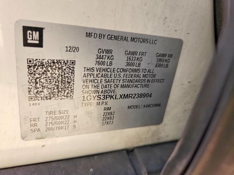 Aukcja sprzedaży 2021 Cadillac Escalade, vin: 1GYS3PKLXMR238904, numer aukcji: 65932256