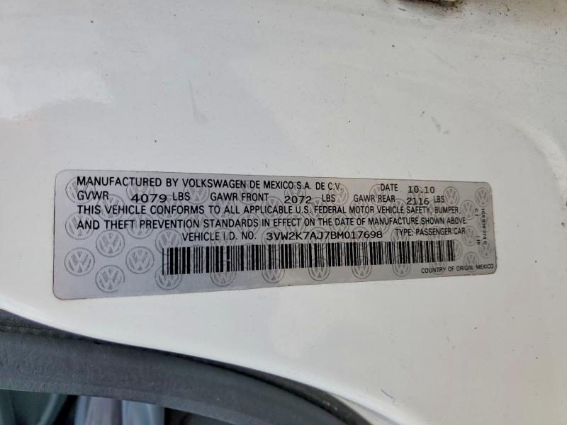 Продаж на аукціоні авто 2011 Volkswagen Jetta, vin: 3VW2K7AJ7BM017698, номер лоту: 65667086