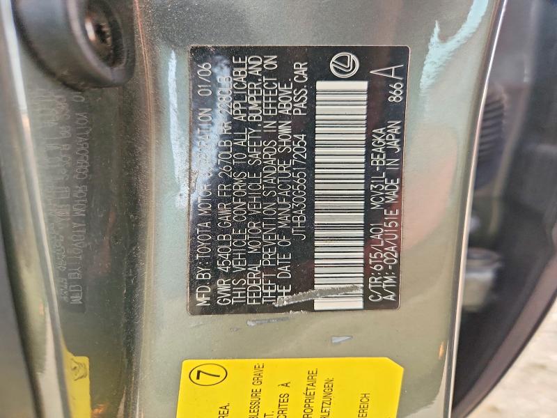 Aukcja sprzedaży 2006 Lexus Es, vin: JTHBA30G565172054, numer aukcji: 63548706