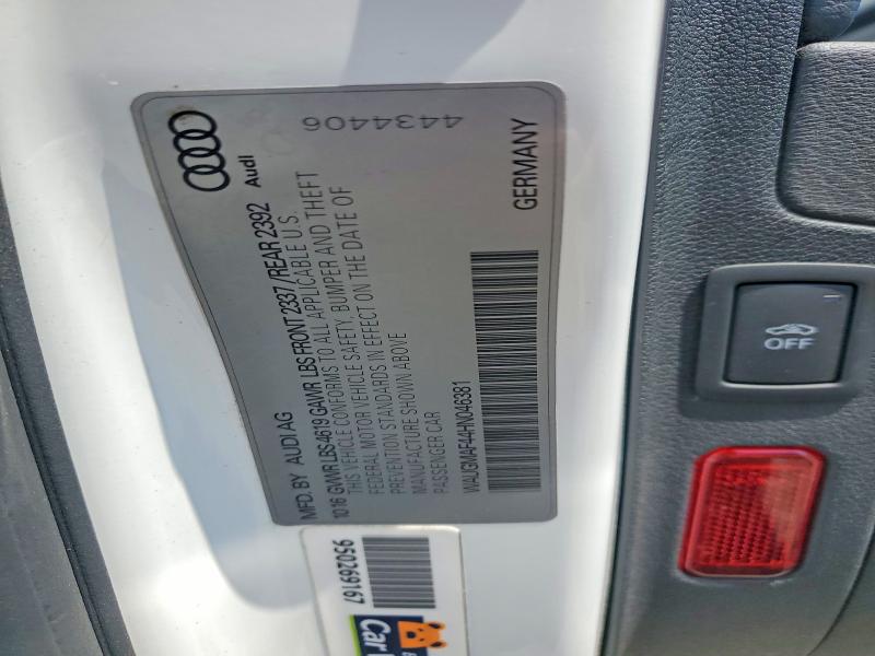 2017 Audi A4 მანქანა იყიდება აუქციონზე, vin: WAUGMAF44HN046381, აუქციონის ნომერი: 62803576