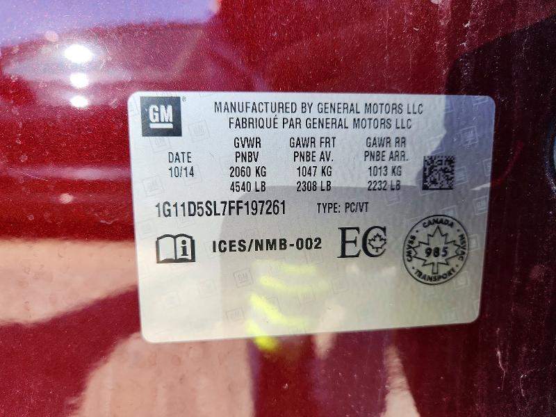 Aukcja sprzedaży 2015 Chevrolet Malibu, vin: 1G11D5SL7FF197261, numer aukcji: 62971546