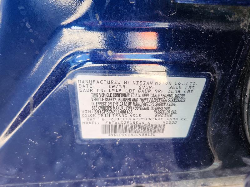 66339976 :رقم المزاد ، 3N1CP5CV8LL488136 vin ، 2020 Nissan Kicks مزاد بيع