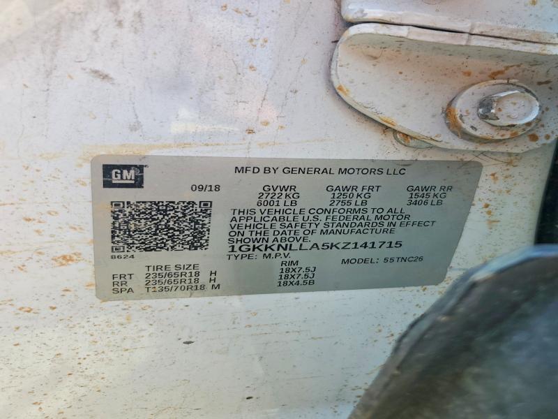 Aukcja sprzedaży 2019 Gmc Acadia, vin: 1GKKNLLA5KZ141715, numer aukcji: 66899466