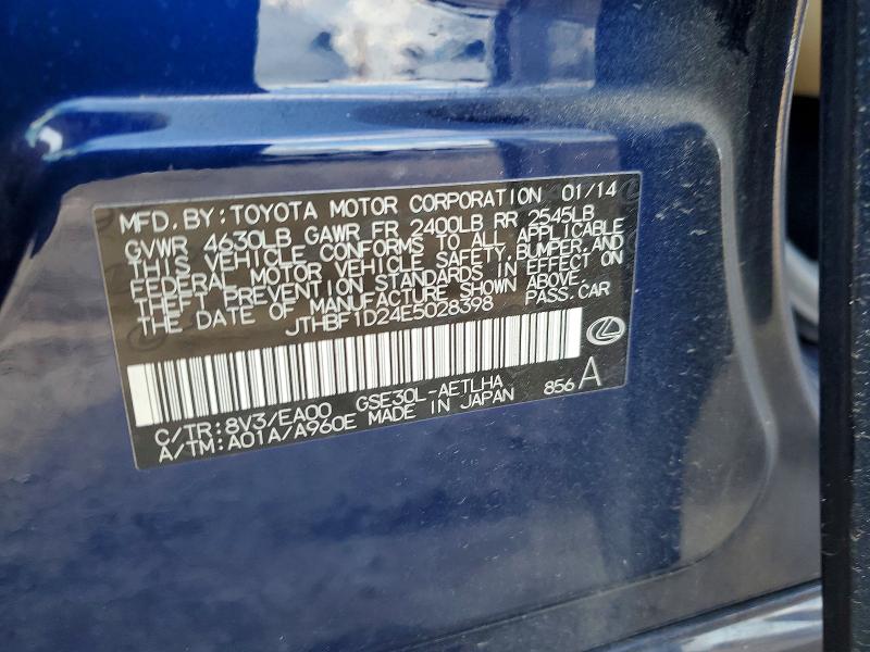 Aukcja sprzedaży 2014 Lexus Is, vin: JTHBF1D24E5028398, numer aukcji: 66045826