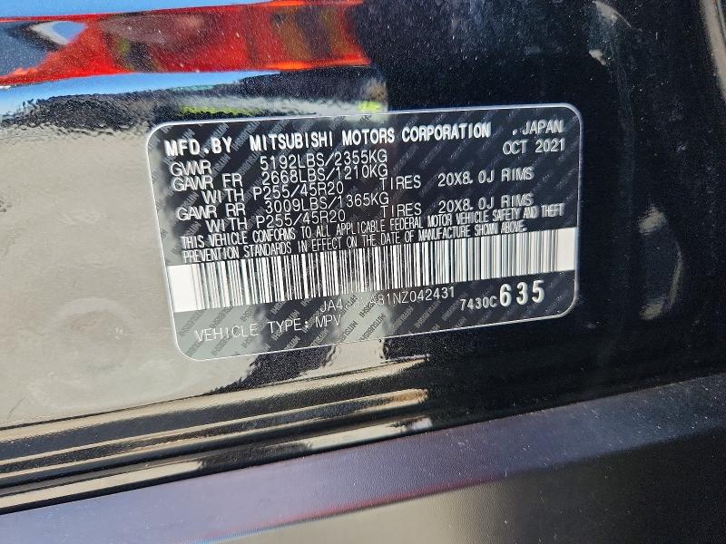 Продажа на аукционе авто 2022 Mitsubishi Outlander, vin: JA4J3VA81NZ042431, номер лота: 67021096