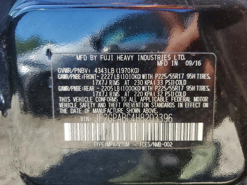 Aukcja sprzedaży 2017 Subaru Crosstrek, vin: JF2GPABC4H8203396, numer aukcji: 67402276