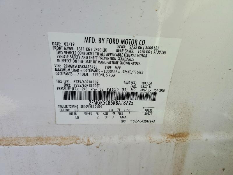Продажа на аукционе авто 2019 Ford Flex, vin: 2FMGK5C85KBA18725, номер лота: 65475836