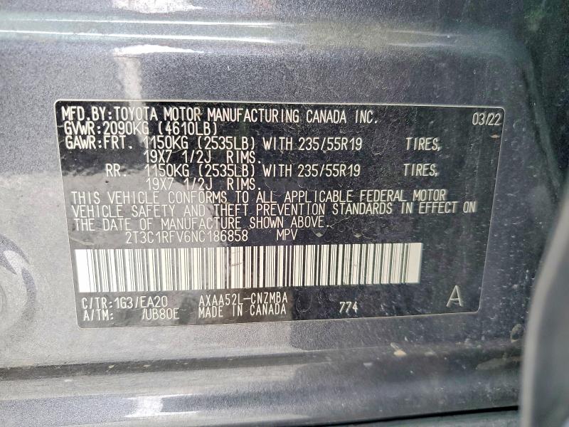 Продажа на аукционе авто 2022 Toyota Rav4, vin: 2T3C1RFV6NC186858, номер лота: 66830446