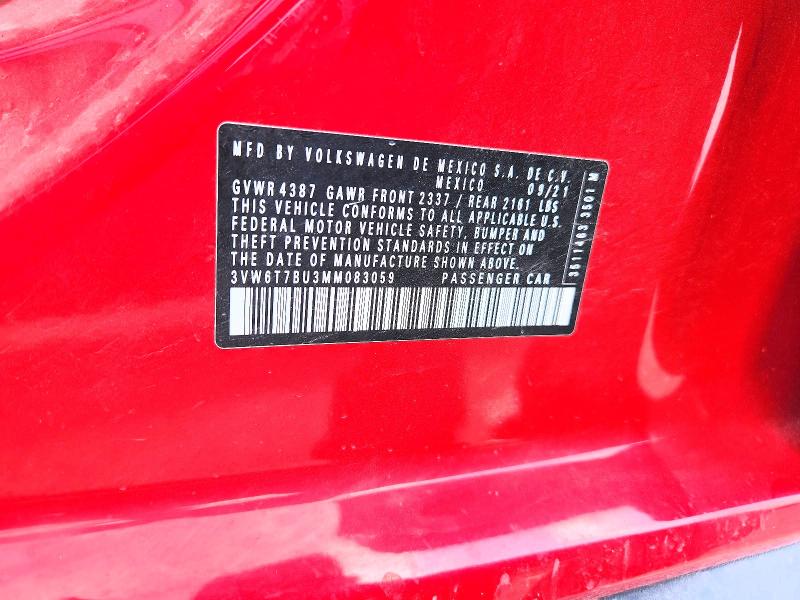 64256986 :رقم المزاد ، 3VW6T7BU3MM083059 vin ، 2021 Volkswagen Jetta مزاد بيع