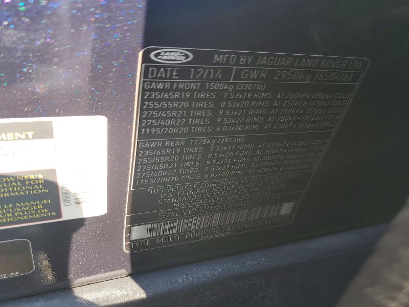 64983376 :رقم المزاد ، SALWR2VF0FA608721 vin ، 2015 Land Rover Range Rover Sport مزاد بيع