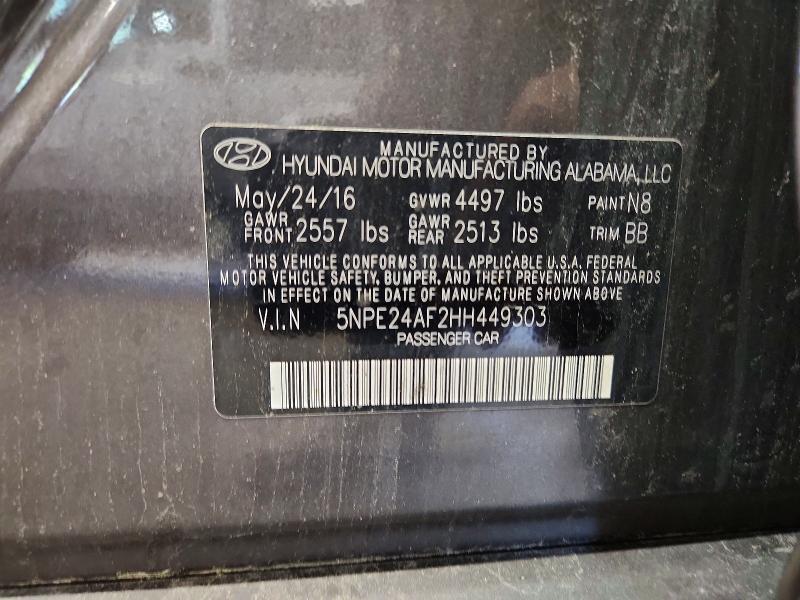 Aukcja sprzedaży 2017 Hyundai Sonata, vin: 5NPE24AF2HH449303, numer aukcji: 66794846