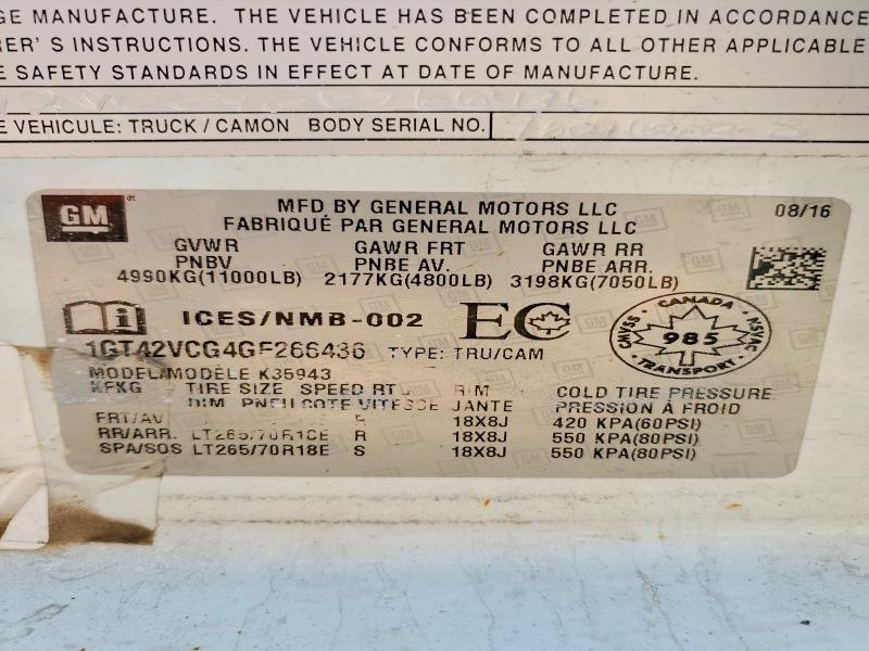 65678456 :رقم المزاد ، 1GT42VCG4GF266436 vin ، 2016 Gmc Sierra مزاد بيع