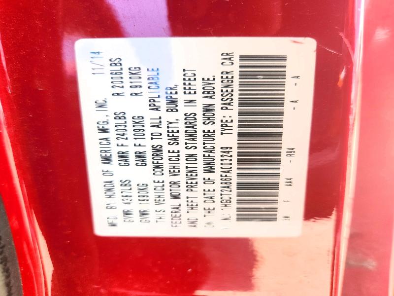 Auction sale of the 2015 Honda Accord, vin: 1HGCT2A86FA003249, lot number: 67028526