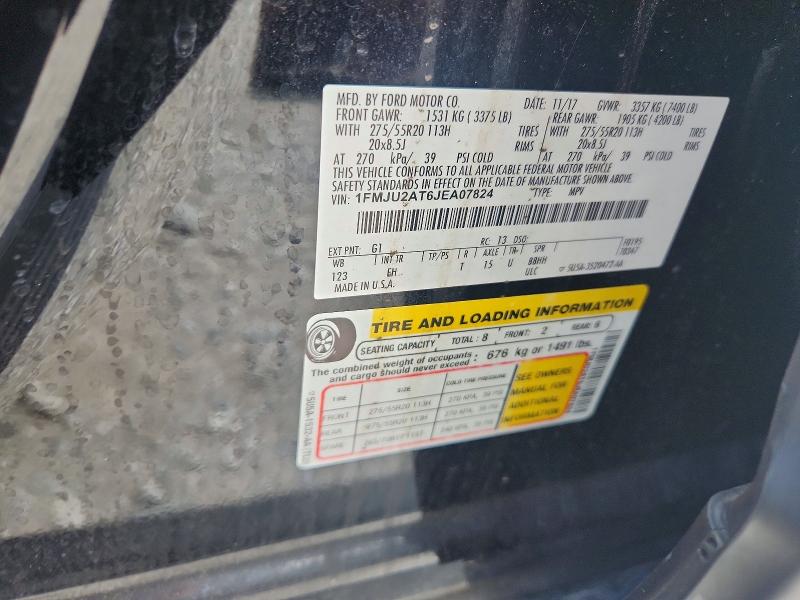 64395076 :رقم المزاد ، 1FMJU2AT6JEA07824 vin ، 2018 Ford Expedition مزاد بيع