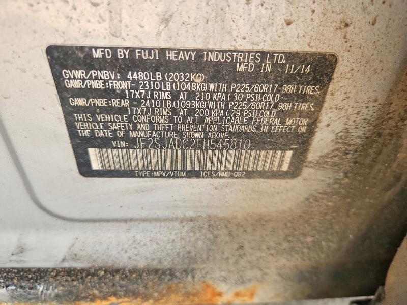 2015 Subaru Forester მანქანა იყიდება აუქციონზე, vin: JF2SJADC2FH545810, აუქციონის ნომერი: 63925856