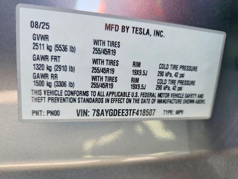 64480026 :رقم المزاد ، 7SAYGDEE3TF418507 vin ، 2026 Tesla Model Y مزاد بيع