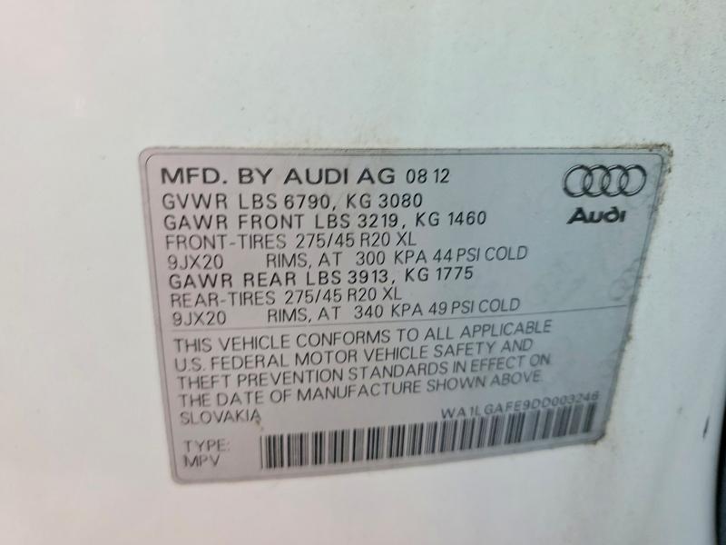 Aukcja sprzedaży 2013 Audi Q7, vin: WA1LGAFE9DD003246, numer aukcji: 64836886