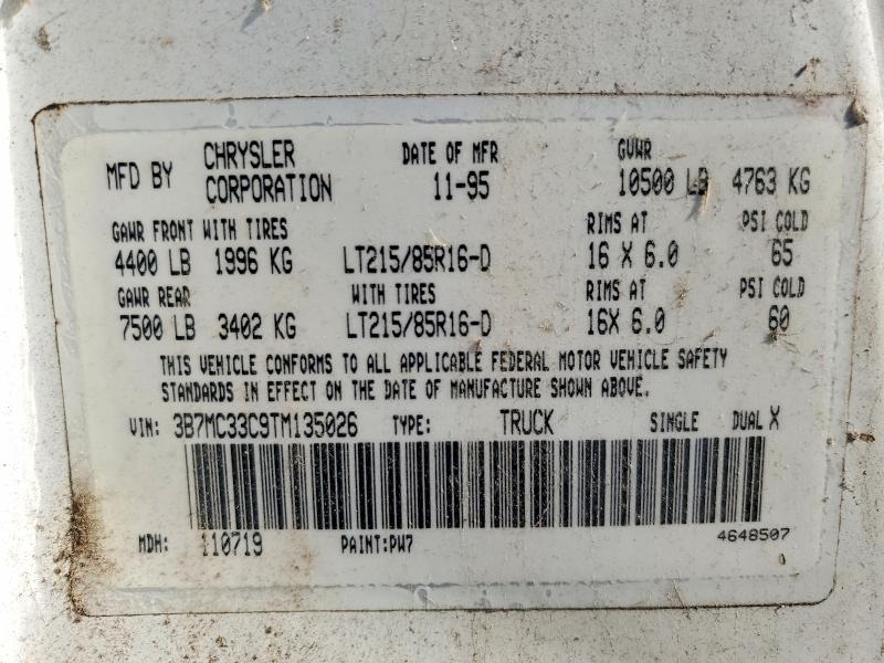 Aukcja sprzedaży 1996 Dodge Ram 3500, vin: 3B7MC33C9TM135026, numer aukcji: 63265816