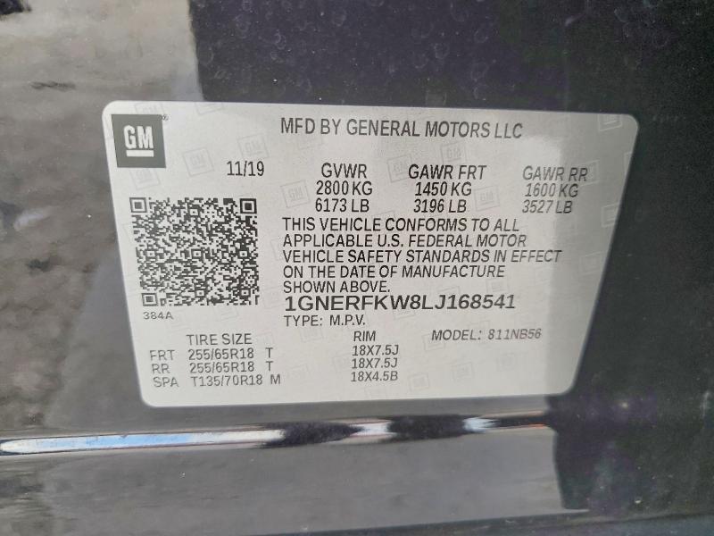 Продаж на аукціоні авто 2020 Chevrolet Traverse, vin: 1GNERFKW8LJ168541, номер лоту: 64402386