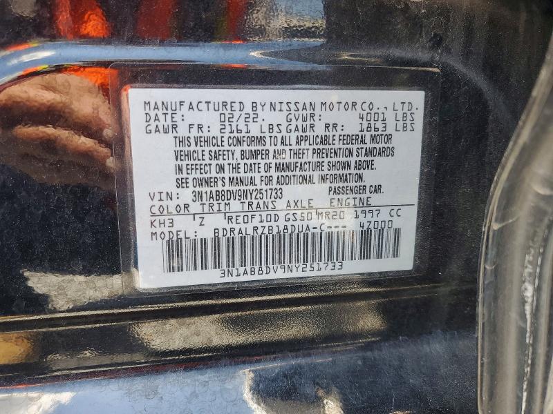 Aukcja sprzedaży 2022 Nissan Sentra, vin: 3N1AB8DV9NY251733, numer aukcji: 63593926