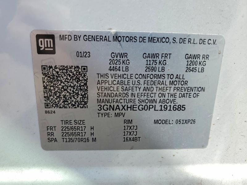 Aukcja sprzedaży 2023 Chevrolet Equinox, vin: 3GNAXHEG0PL191685, numer aukcji: 64433976
