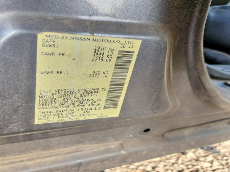 2015 Nissan Altima მანქანა იყიდება აუქციონზე, vin: 1N4AL3AP3FN350412, აუქციონის ნომერი: 63156866