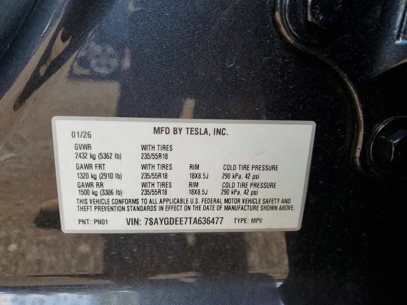 Aukcja sprzedaży 2026 Tesla Model Y, vin: 7SAYGDEE7TA636477, numer aukcji: 66429376