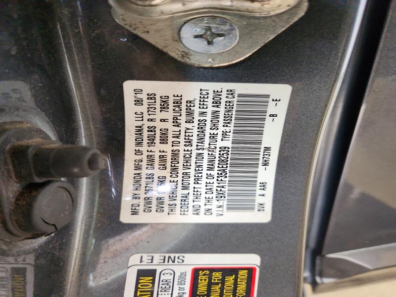 Aukcja sprzedaży 2010 Honda Civic, vin: 19XFA1F35AE082539, numer aukcji: 65540956