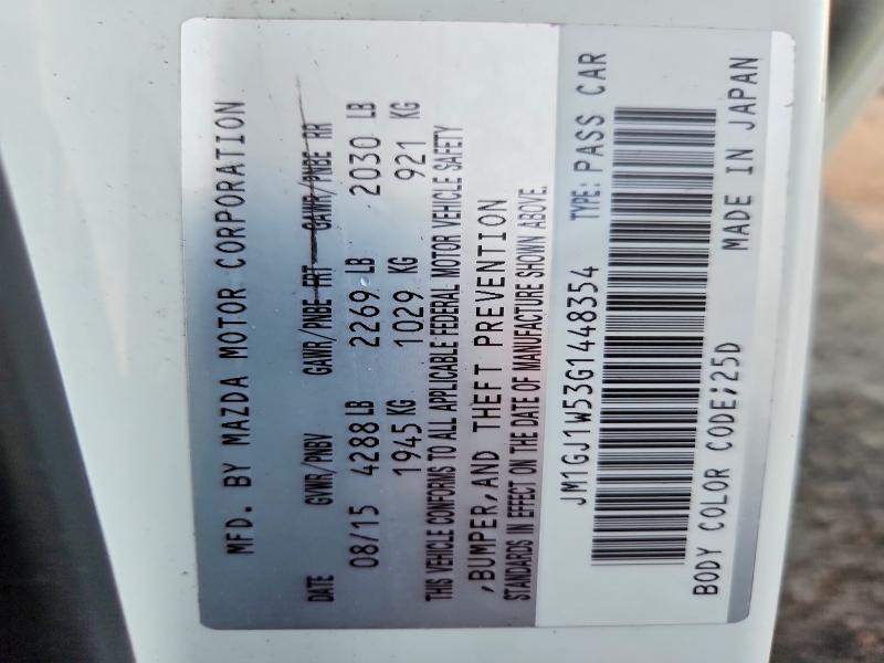 66404826 :رقم المزاد ، JM1GJ1W53G1448354 vin ، 2016 Mazda 6 مزاد بيع