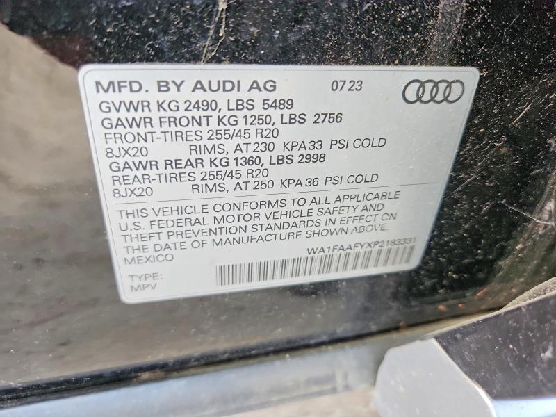 Aukcja sprzedaży 2023 Audi Q5, vin: WA1FAAFYXP2183331, numer aukcji: 66315436