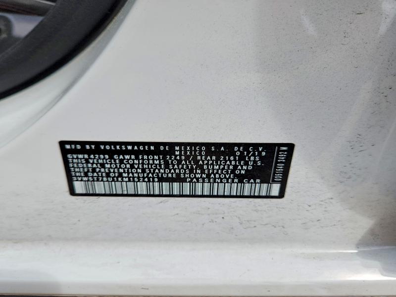Продаж на аукціоні авто 2019 Volkswagen Jetta, vin: 3VW5T7BU1KM152419, номер лоту: 66560236