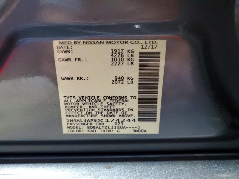 Продаж на аукціоні авто 2018 Nissan Altima, vin: 1N4AL3AP9JC174244, номер лоту: 63952196