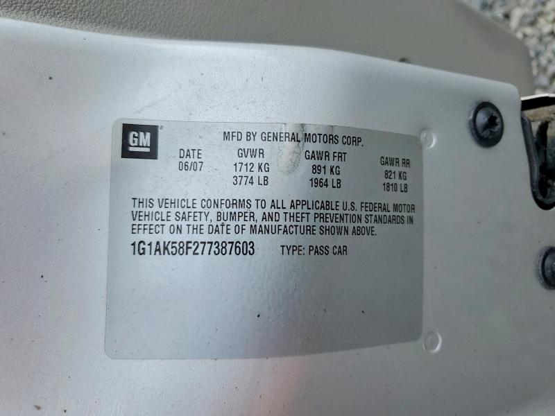 Продажа на аукционе авто 2007 Chevrolet Cobalt, vin: 1G1AK58F277387603, номер лота: 64546776