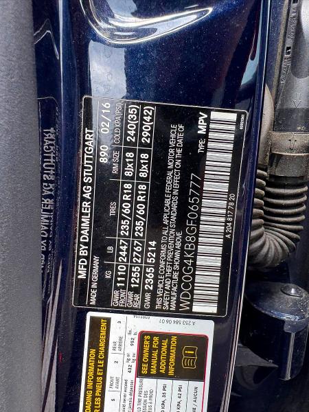 64145756 :رقم المزاد ، WDC0G4KB8GF065777 vin ، 2016 Mercedes-benz Glc مزاد بيع