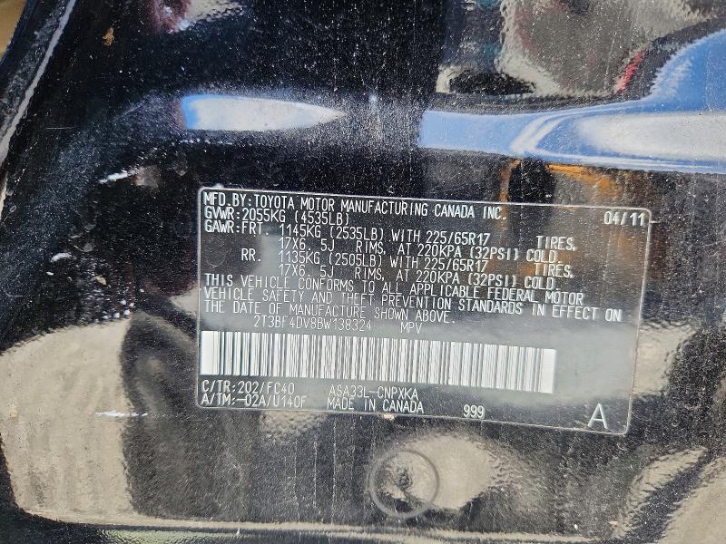 Aukcja sprzedaży 2011 Toyota Rav4, vin: 2T3BF4DV8BW138324, numer aukcji: 63382496