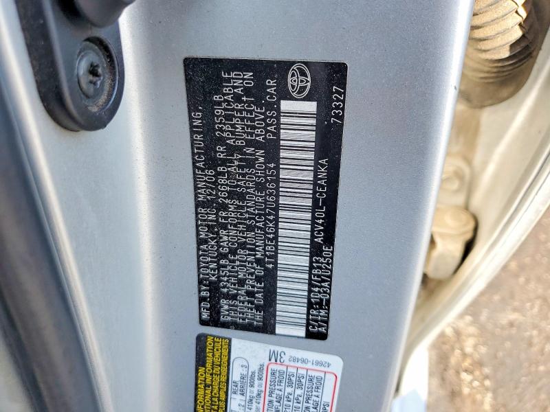Aukcja sprzedaży 2007 Toyota Camry, vin: 4T1BE46K47U636154, numer aukcji: 64222366